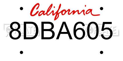 8DBA605 California License Plate