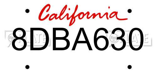 8DBA630 California License Plate