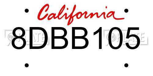 8DBB105 California License Plate