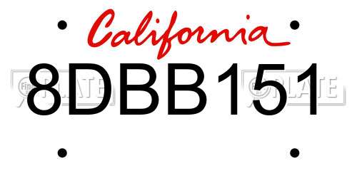 8DBB151 California License Plate