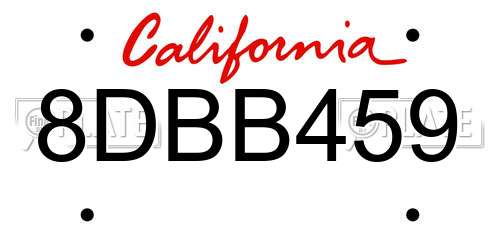 8DBB459 California License Plate