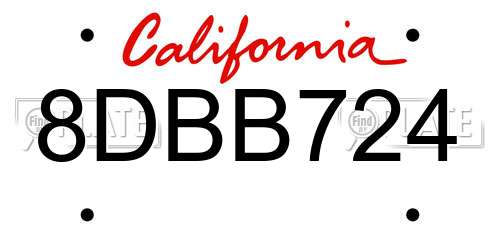 8DBB724 California License Plate