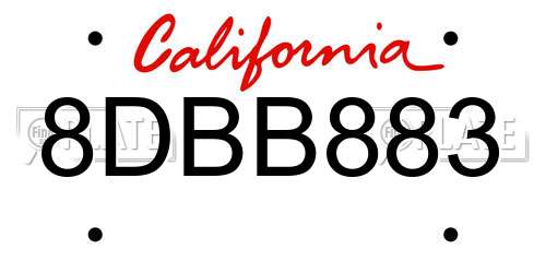 8DBB883 California License Plate