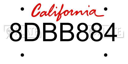 8DBB884 California License Plate