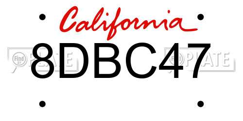 8DBC47 California License Plate