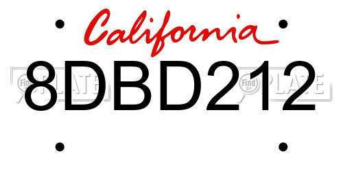 8DBD212 California License Plate
