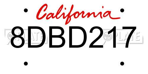 8DBD217 California License Plate
