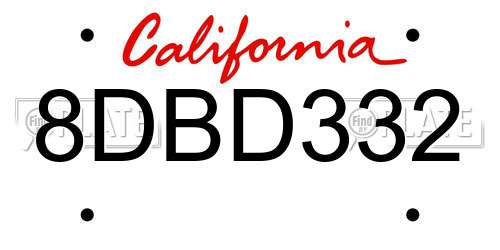8DBD332 California License Plate