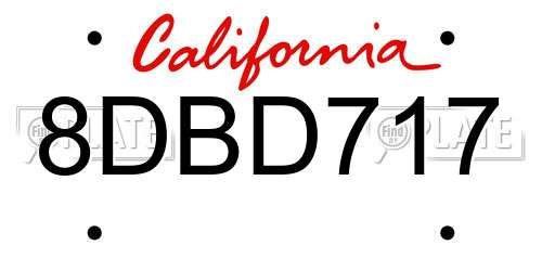 8DBD717 California License Plate