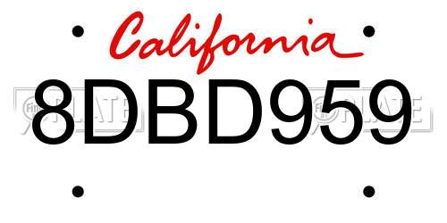 8DBD959 California License Plate