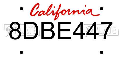 8DBE447 California License Plate
