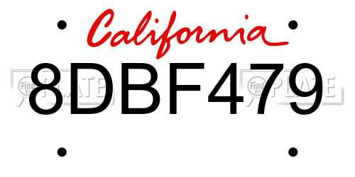 8DBF479 California License Plate