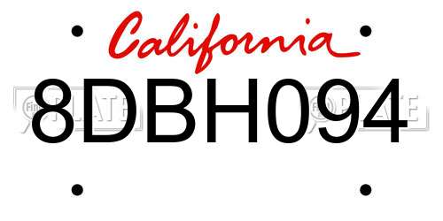 8DBH094 California License Plate
