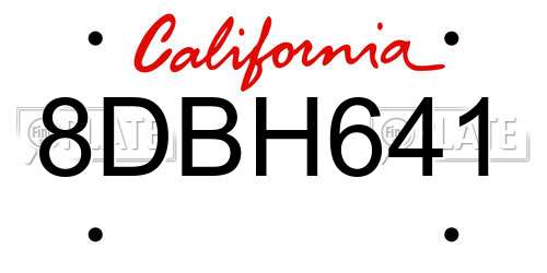 8DBH641 California License Plate