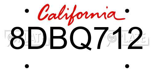 8DBQ712 California License Plate