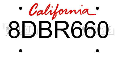 8DBR660 California License Plate