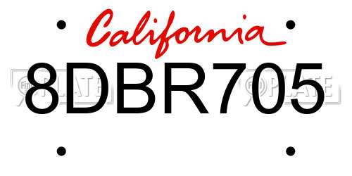 8DBR705 California License Plate
