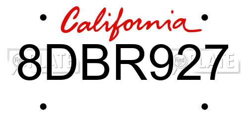 8DBR927 California License Plate