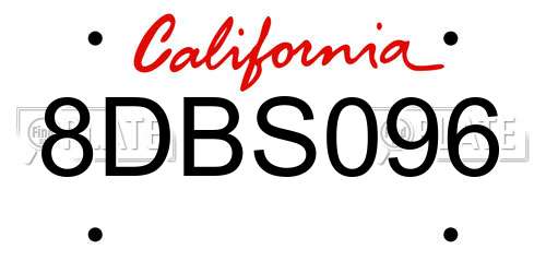 8DBS096 California License Plate