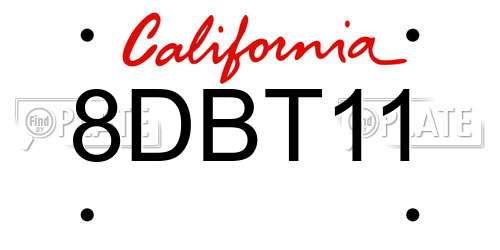 8DBT11 California License Plate