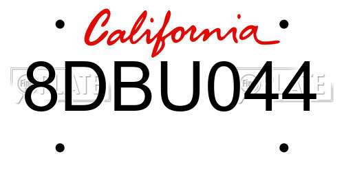 8DBU044 California License Plate