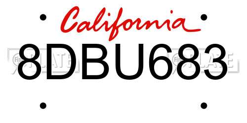 8DBU683 California License Plate