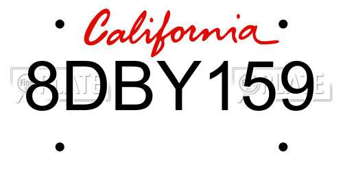 8DBY159 California License Plate