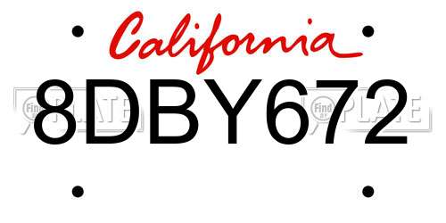 8DBY672 California License Plate