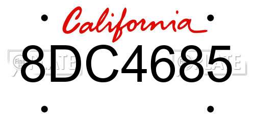 8DC4685 California License Plate