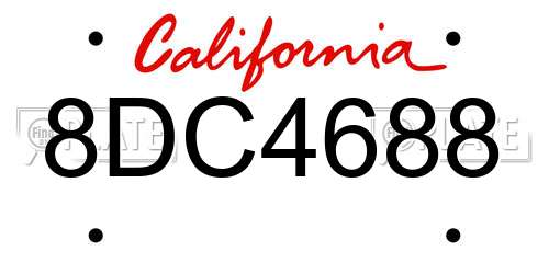 8DC4688 California License Plate