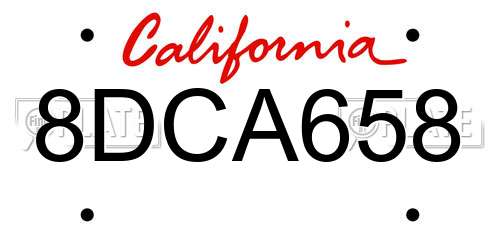 8DCA658 California License Plate