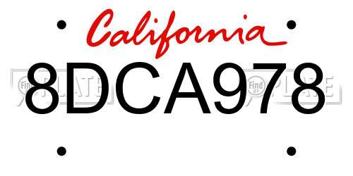 8DCA978 California License Plate