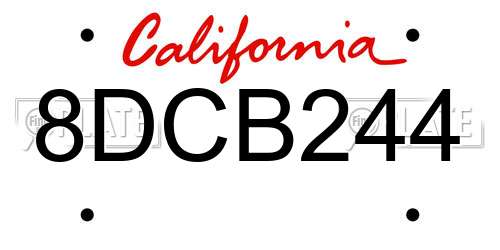 8DCB244 California License Plate