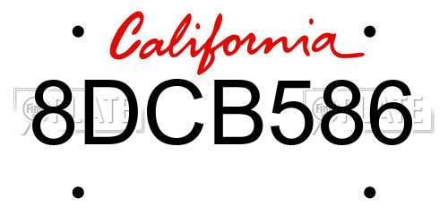 8DCB586 California License Plate
