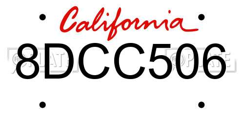 8DCC506 California License Plate