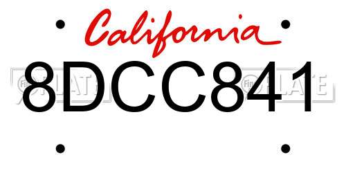 8DCC841 California License Plate