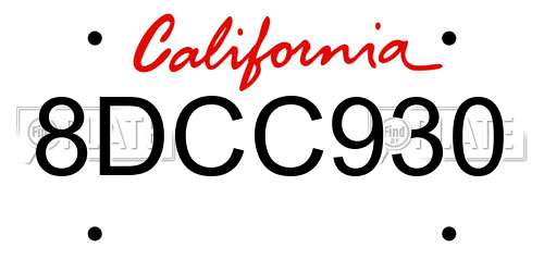 8DCC930 California License Plate