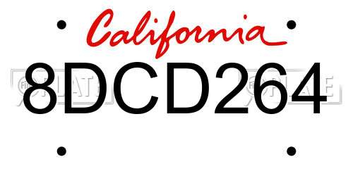 8DCD264 California License Plate
