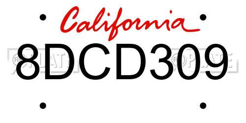 8DCD309 California License Plate