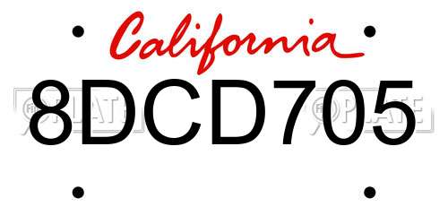 8DCD705 California License Plate