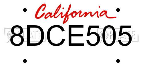 8DCE505 California License Plate