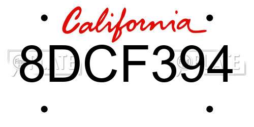 8DCF394 California License Plate
