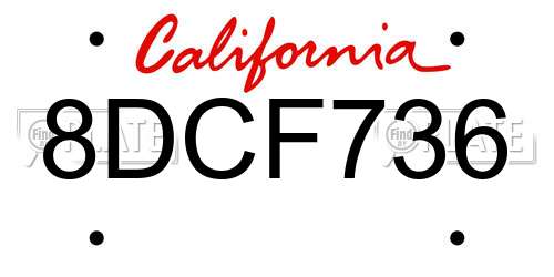 8DCF736 California License Plate