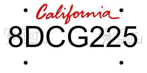 8DCG225 California License Plate