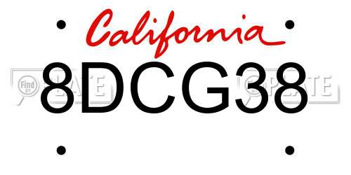 8DCG38 California License Plate