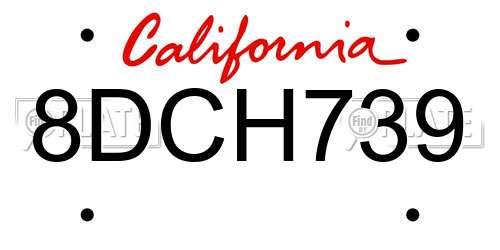 8DCH739 California License Plate