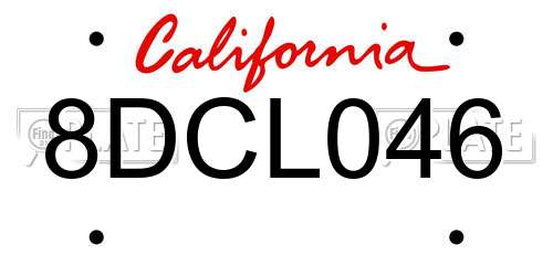 8DCL046 California License Plate