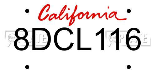8DCL116 California License Plate