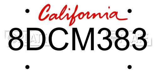 8DCM383 California License Plate