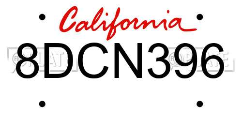 8DCN396 California License Plate